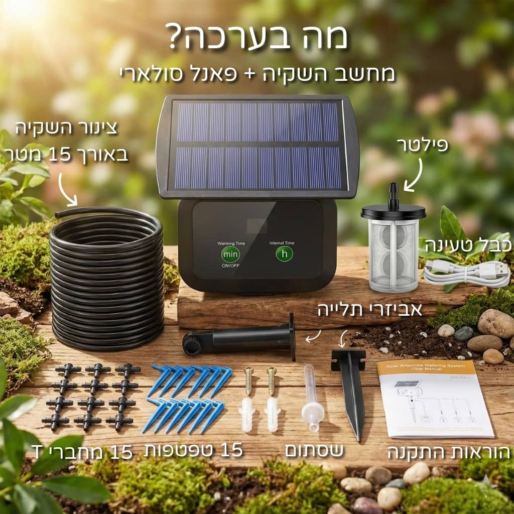 מחשב השקיה + פאנל סולארי