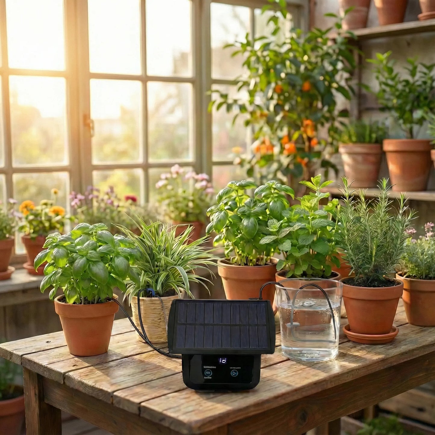 מחשב השקיה + פאנל סולארי